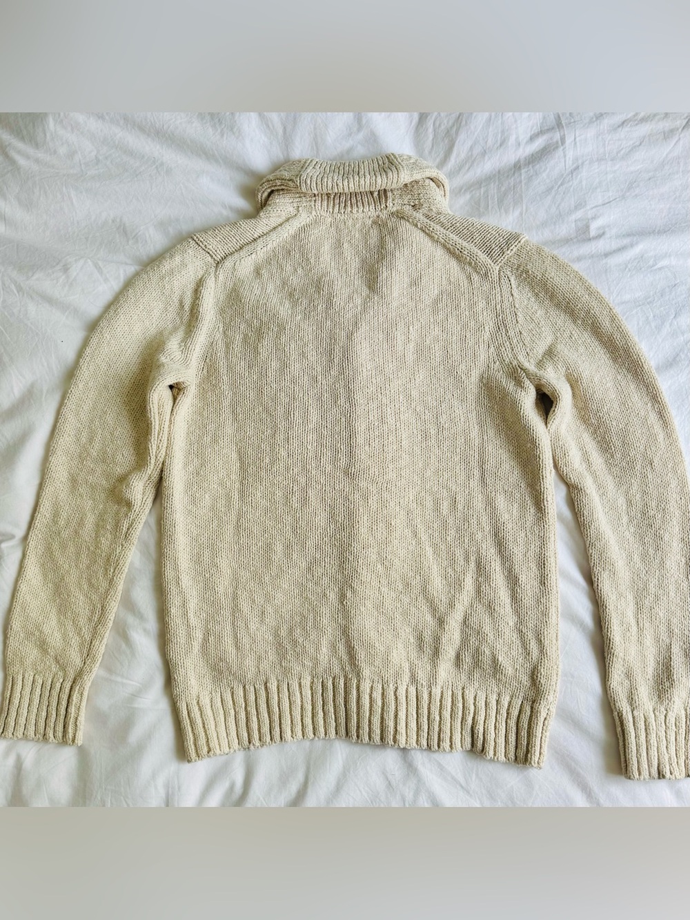 Banana Republic Men's Shawl Collar Cardigan Sweater - Cream/Beige - 100% Cotton - Picture 2 of 6